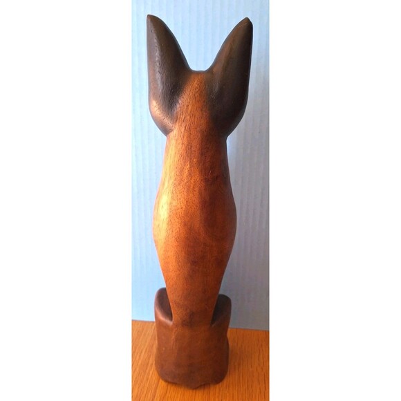 Vtg MCM Carved Wood Cat Figure Statue Sculpture Figurine 15" Made In Thailand - Picture 5 of 10